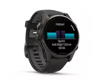 Смарт-часы GARMIN Fenix 8 43mm AMOLED Sapphire Carbon Gray DLC Tit. w. Black/Pebble Gray S. Band (010-02903-20/21)
