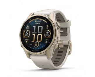 Смарт-часы GARMIN Fenix 8 43mm AMOLED Sapphire Soft Gold w. Fog Gray/Dark Sandstone S. Band (010-02903-10/11/18)
