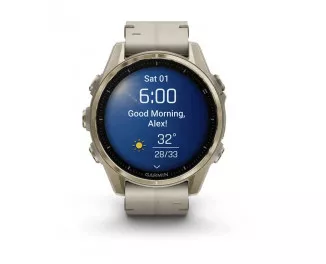 Смарт-часы GARMIN Fenix 8 43mm AMOLED Sapphire Soft Gold with Limestone Leather Band (010-02903-40)