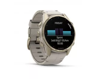 Смарт-часы GARMIN Fenix 8 43mm AMOLED Sapphire Soft Gold with Limestone Leather Band (010-02903-40)