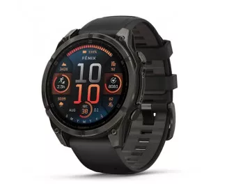 Смарт-часы GARMIN Fenix 8 47mm AMOLED Sapphire Carbon Gray DLC Titanium w. Black/Pebble Gray S. Band (010-02904-20/21)