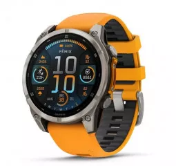 Смарт-часы GARMIN Fenix 8 47mm AMOLED Sapphire Titanium w. Spark Orange/Graphite Silicone Band (010-02904-10/11)