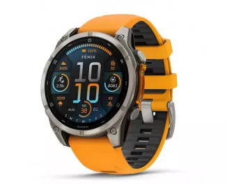Смарт-часы GARMIN Fenix 8 47mm AMOLED Sapphire Titanium w. Spark Orange/Graphite Silicone Band (010-02904-10/11)