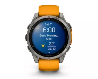 Смарт-часы GARMIN Fenix 8 47mm AMOLED Sapphire Titanium w. Spark Orange/Graphite Silicone Band (010-02904-10/11)