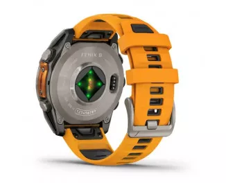 Смарт-часы GARMIN Fenix 8 47mm AMOLED Sapphire Titanium w. Spark Orange/Graphite Silicone Band (010-02904-10/11)