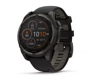 Смарт-часы GARMIN Fenix 8 47mm Solar Sapphire Carbon Gray DLC Titanium w. Black/Pebble Gray S. Band (010-02906-10/11)