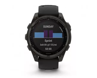 Смарт-годинник GARMIN Fenix 8 47mm Solar Sapphire Carbon Gray DLC Titanium w. Black/Pebble Gray S. Band (010-02906-10/11)
