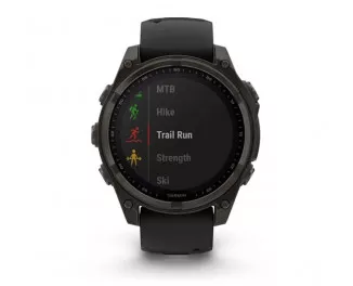 Смарт-годинник GARMIN Fenix 8 47mm Solar Sapphire Carbon Gray DLC Titanium w. Black/Pebble Gray S. Band (010-02906-10/11)