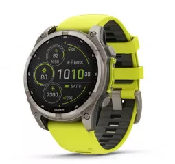 Смарт-часы GARMIN Fenix 8 47mm Solar Sapphire Titanium w. Amp Yellow/Graphite Silicone Band (010-02906-20/21)