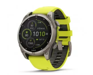 Смарт-часы GARMIN Fenix 8 47mm Solar Sapphire Titanium w. Amp Yellow/Graphite Silicone Band (010-02906-20/21)
