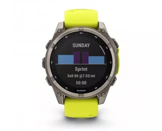 Смарт-годинник GARMIN Fenix 8 47mm Solar Sapphire Titanium w. Amp Yellow/Graphite Silicone Band (010-02906-20/21)