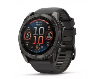 Смарт-часы GARMIN Fenix 8 51mm AMOLED Sapphire Carbon Gray DLC Titanium w. Black/Pebble Gray S. Band (010-02905-20/21)