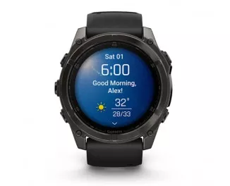 Смарт-годинник GARMIN Fenix 8 51mm AMOLED Sapphire Carbon Gray DLC Titanium w. Black/Pebble Gray S. Band (010-02905-20/21)