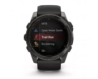 Смарт-годинник GARMIN Fenix 8 51mm AMOLED Sapphire Carbon Gray DLC Titanium w. Black/Pebble Gray S. Band (010-02905-20/21)
