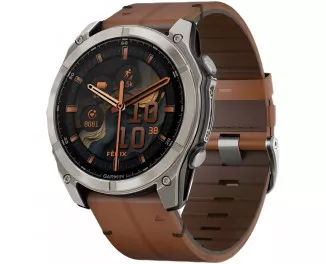 Смарт-часы GARMIN Fenix 8 51mm AMOLED Sapphire Carbon grey DLC w. Chestnut Leather Band (010-02905-40)