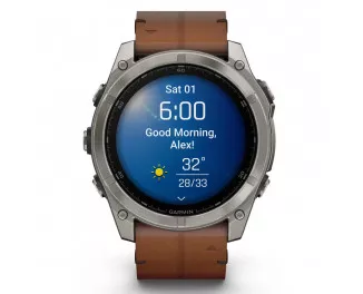 Смарт-годинник GARMIN Fenix 8 51mm AMOLED Sapphire Carbon grey DLC w. Chestnut Leather Band (010-02905-40)