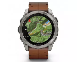 Смарт-годинник GARMIN Fenix 8 51mm AMOLED Sapphire Carbon grey DLC w. Chestnut Leather Band (010-02905-40)