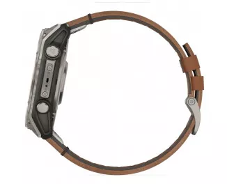 Смарт-годинник GARMIN Fenix 8 51mm AMOLED Sapphire Carbon grey DLC w. Chestnut Leather Band (010-02905-40)