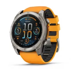 Смарт-часы GARMIN Fenix 8 51mm AMOLED Sapphire Titanium w. Spark Orange/Graphite Silicone Band (010-02905-10/11)