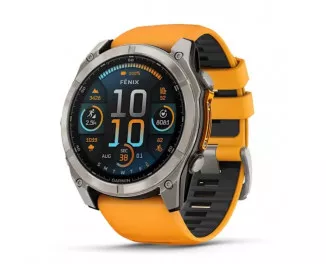 Смарт-часы GARMIN Fenix 8 51mm AMOLED Sapphire Titanium w. Spark Orange/Graphite Silicone Band (010-02905-10/11/53)