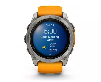 Смарт-часы GARMIN Fenix 8 51mm AMOLED Sapphire Titanium w. Spark Orange/Graphite Silicone Band (010-02905-10/11/53)