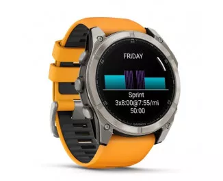 Смарт-часы GARMIN Fenix 8 51mm AMOLED Sapphire Titanium w. Spark Orange/Graphite Silicone Band (010-02905-10/11/53)