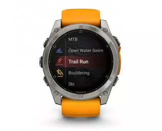 Смарт-часы GARMIN Fenix 8 51mm AMOLED Sapphire Titanium w. Spark Orange/Graphite Silicone Band (010-02905-10/11/53)