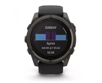 Смарт-годинник GARMIN Fenix 8 51mm Solar Sapphire Carbon Gray DLC Titanium w. Black/Pebble Gray S. Band (010-02907-10/11/70)