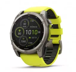 Смарт-часы GARMIN Fenix 8 51mm Solar Sapphire Titanium w. Amp Yellow/Graphite Silicone Band (010-02907-20/21)
