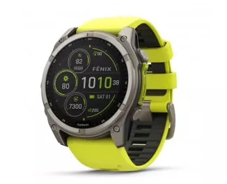 Смарт-часы GARMIN Fenix 8 51mm Solar Sapphire Titanium w. Amp Yellow/Graphite Silicone Band (010-02907-20/21)