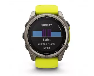 Смарт-годинник GARMIN Fenix 8 51mm Solar Sapphire Titanium w. Amp Yellow/Graphite Silicone Band (010-02907-20/21)