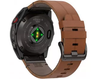 Смарт-часы GARMIN Fenix 8 Pro 51mm AMOLED Carbon Gray DLC Titanium with Chestnut Leather Band (010-03199-40)