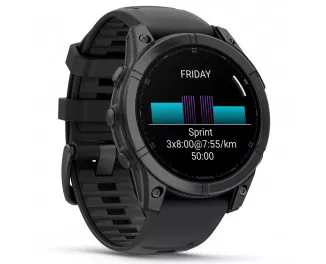 Смарт-часы GARMIN Fenix E 47mm AMOLED Slate Gray Steel with Black Silicone Band (010-03025-03/01)