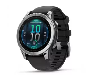 Смарт-часы GARMIN Fenix E 47mm AMOLED Stainless Steel with Black Silicone Band (010-03025-02/00)