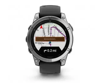 Смарт-часы GARMIN Fenix E 47mm AMOLED Stainless Steel with Black Silicone Band (010-03025-02/00)