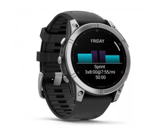 Смарт-часы GARMIN Fenix E 47mm AMOLED Stainless Steel with Black Silicone Band (010-03025-02/00)