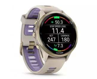 Смарт-годинник GARMIN Forerunner 970 Soft Gold Titanium w. French Gray C. and French Gray/T. Indigo Band (010-02969-02/12)