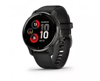 Смарт-годинник GARMIN Venu 2 Plus Slate Stainless Steel Bezel with Black Case and Silicone Band (010-02496-11)