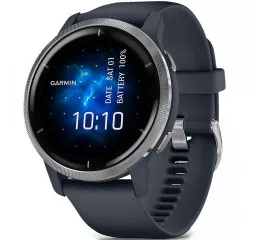 Смарт-годинник GARMIN Venu 2 Silver Bezel with Granite Blue Case and Silicone Band (010-02430-10)