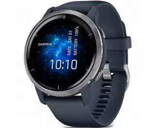 Смарт-годинник GARMIN Venu 2 Silver Bezel with Granite Blue Case and Silicone Band (010-02430-10)
