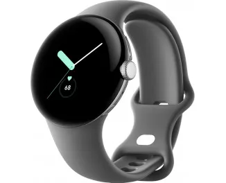 Смарт-часы Google Pixel Watch LTE Polished Silver case / Charcoal Active band EU (GA04303-DE)