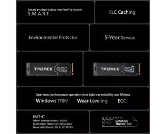SSD накопитель 1 TB Team T-Force G50 (TM8FFE001T0C129)