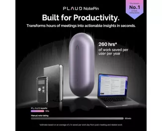 Цифровий диктофон PLAUD NotePin ChatGPT Sunset Purple (NP-64G-PU, PN0200-PU)