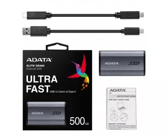 Внешний SSD накопитель 500Gb ADATA Elite SE880 (AELI-SE880-500GCGY)