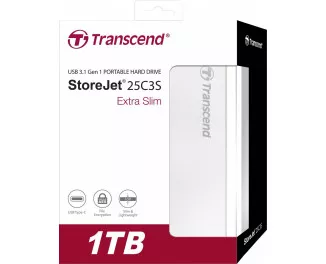 Внешний жесткий диск 1 TB Transcend StoreJet 25C3S Silver (TS1TSJ25C3S)