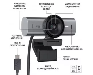 Web камера Logitech MX Brio 4K Graphite (960-001559)