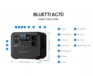 Зарядная станция BLUETTI AC70 768Wh | 1000W