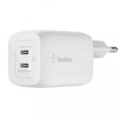 Мережевий зарядний пристрій Belkin Boost Up Charge Pro GaN Dual USB-C Charger 65W White (WCH013VFWH)