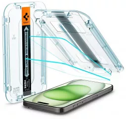 Защитное стекло для iPhone 15 Plus Spigen EZ FIT tR (2 Pack), Clear (AGL06883)