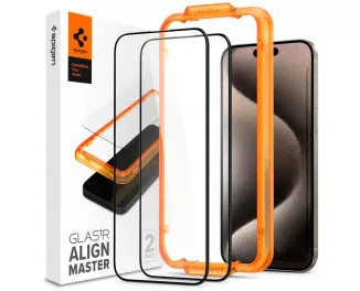 Защитное стекло для iPhone 15 Plus Spigen tR AlignMaster FC (2 Pack), Black ()